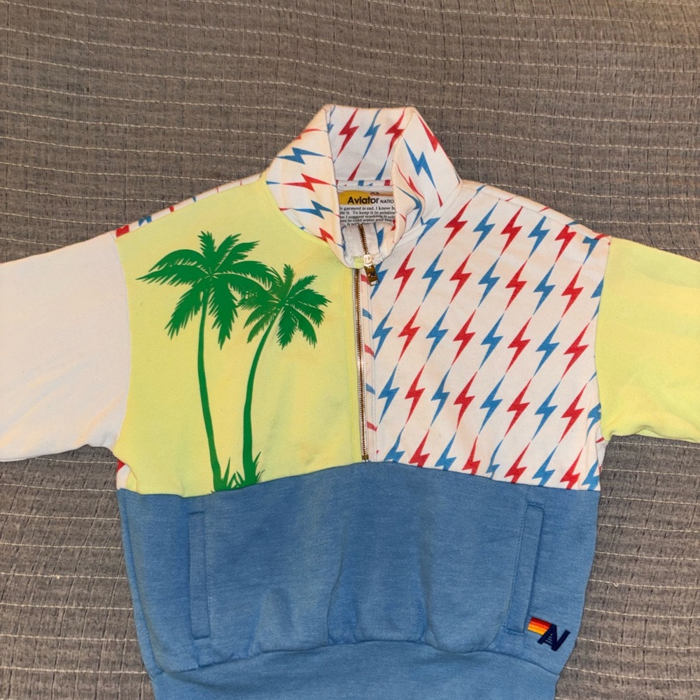 Aviator Nation Multicolor Sweater with Palm Tree Design